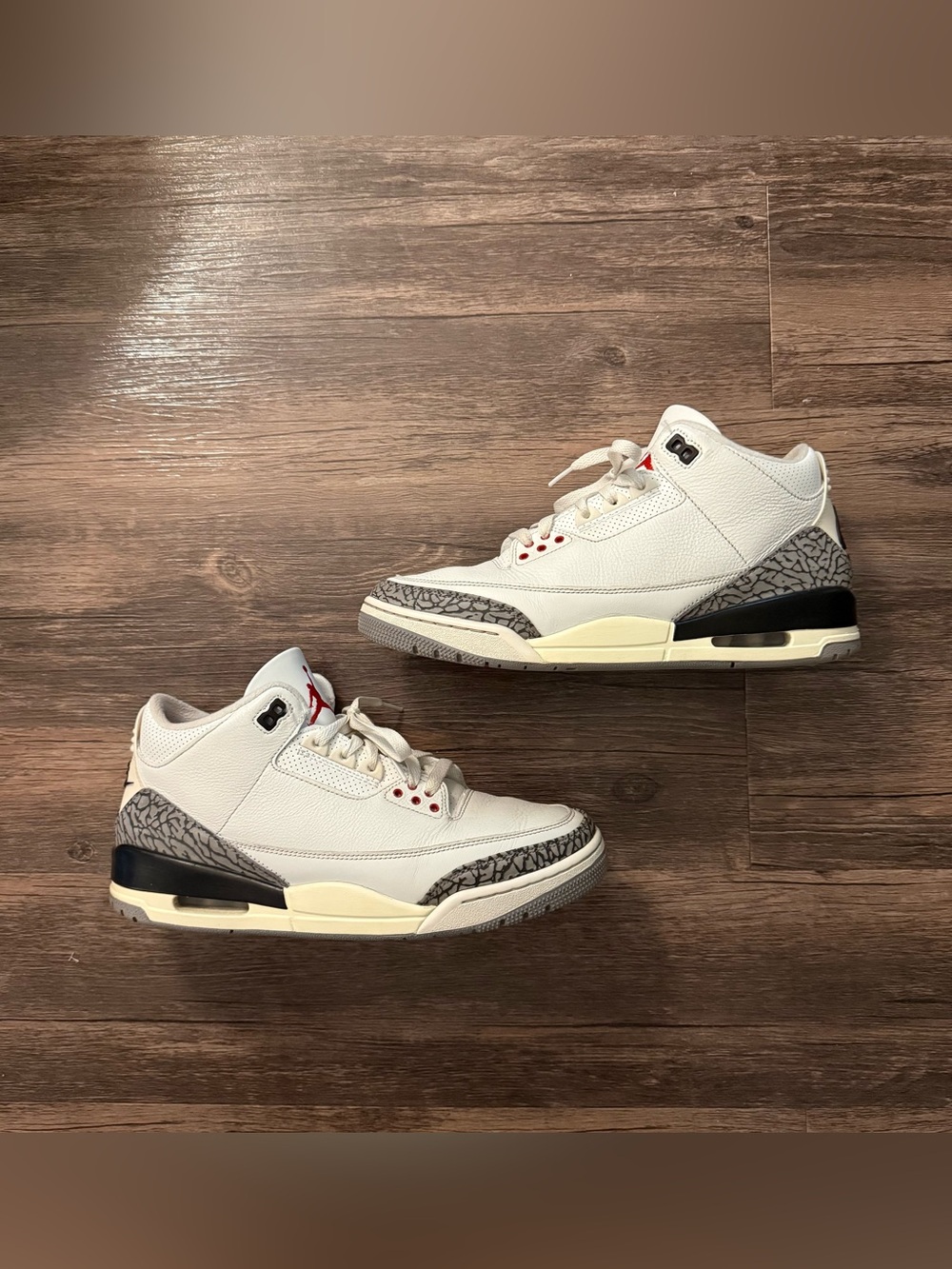 Jordan Men’s White/Gray/Cement Retro 3 Sneakers